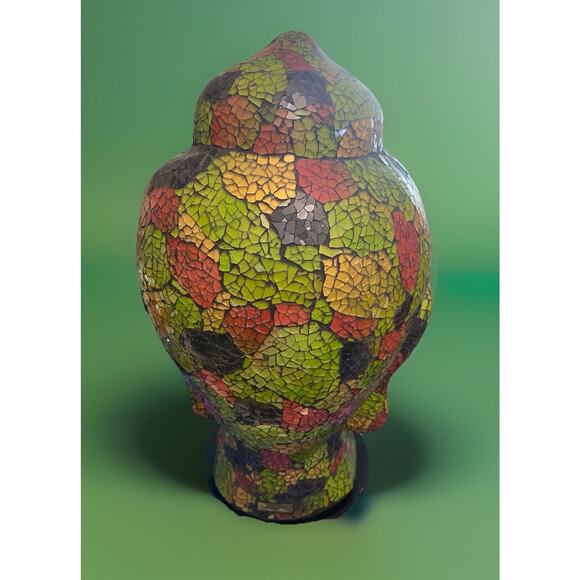 Vintage Amrita Singh Green Orange Gold Buddha Head Mosaic Sculpture 15" Tall - Picture 6 of 6